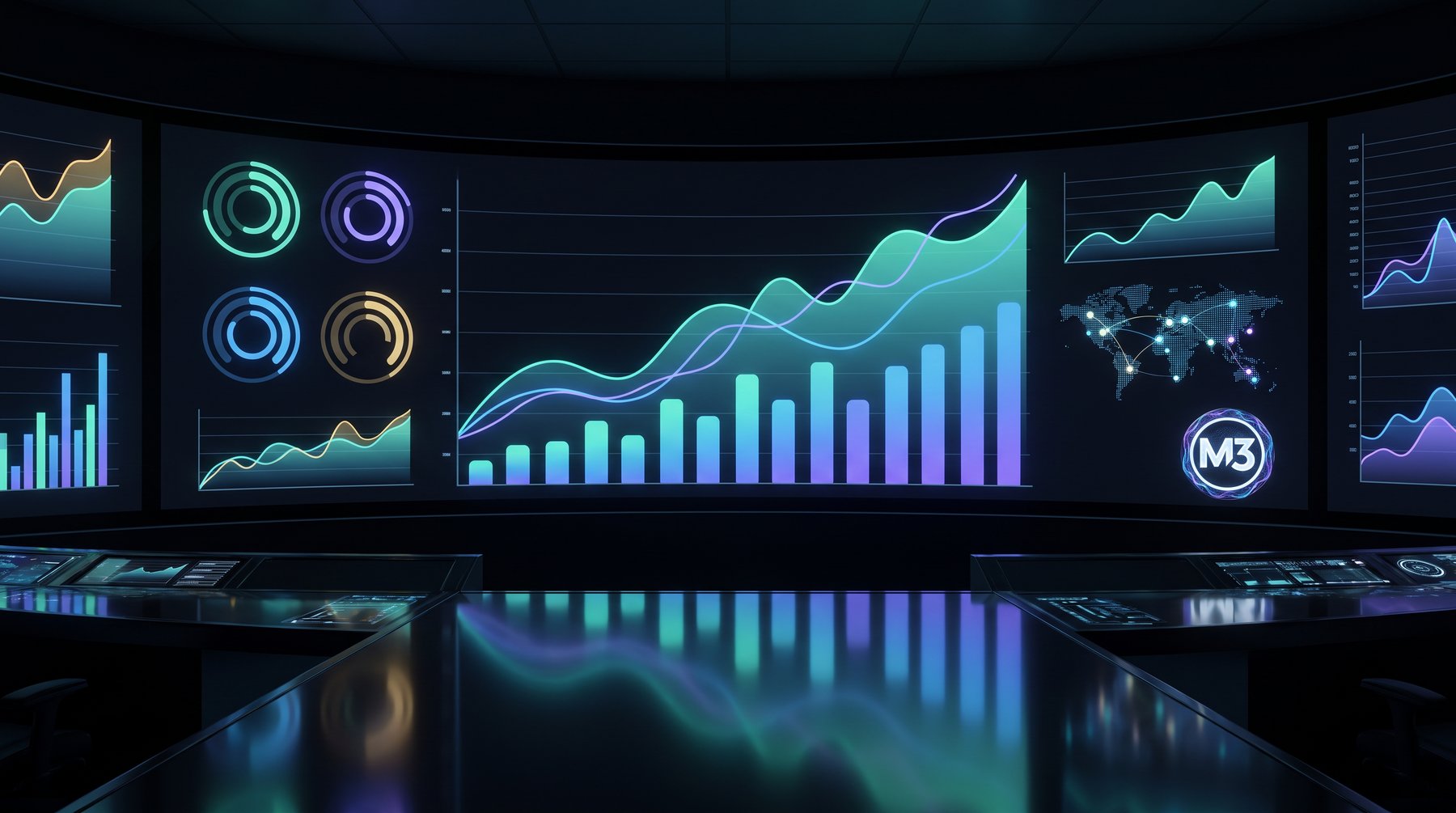 M3 command center concept showing a connected business dashboard